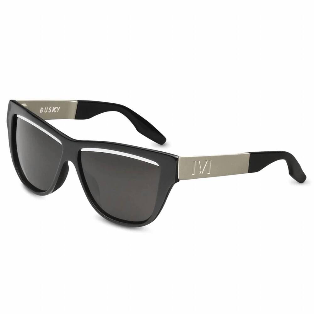 NEW IVI VISION women's dusky sunglasses in polished black-brushed aluminum/grey